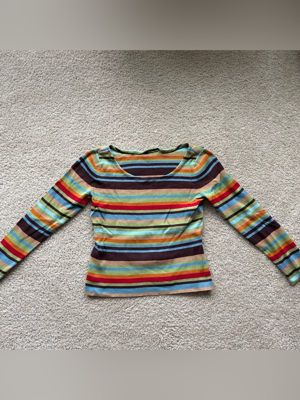 Unbranded Women’s Multi-Colored Striped Y2K Long-Sleeve Shirt